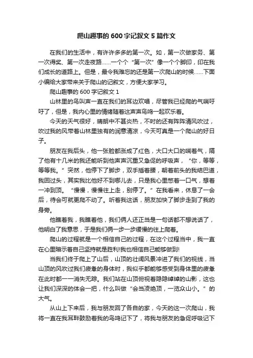 爬山趣事的600字记叙文5篇作文