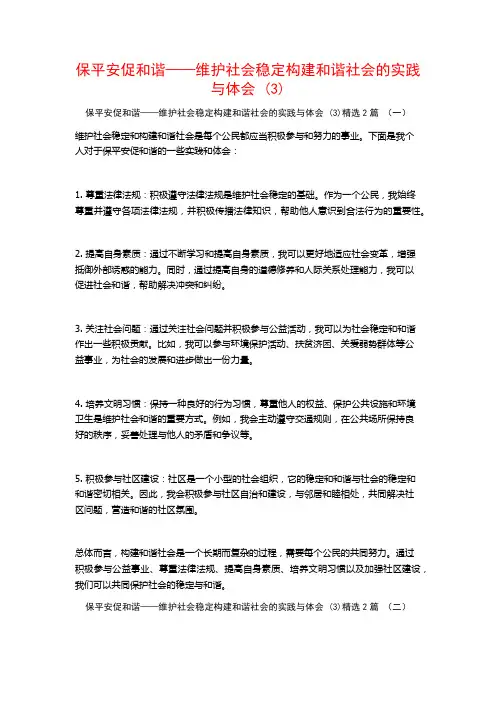 保平安促和谐——维护社会稳定构建和谐社会的实践与体会2篇