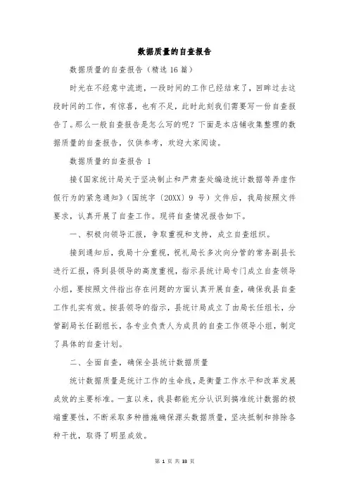 数据质量的自查报告