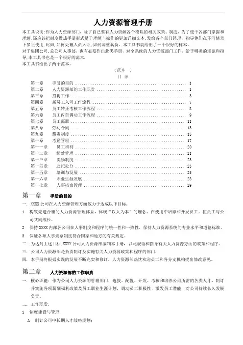人力资源管理手册(华为公司最全版)