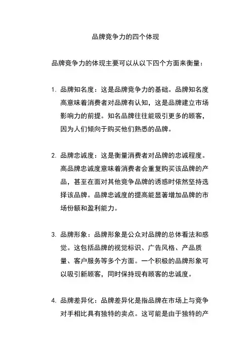 品牌竞争力的四个体现