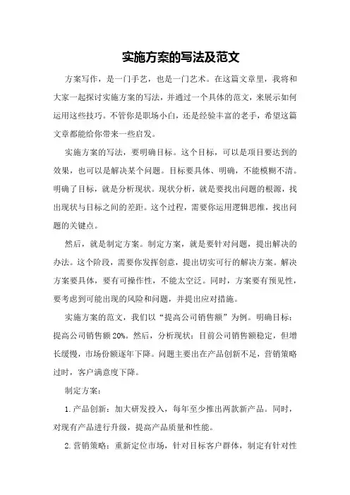 实施方案的写法及范文
