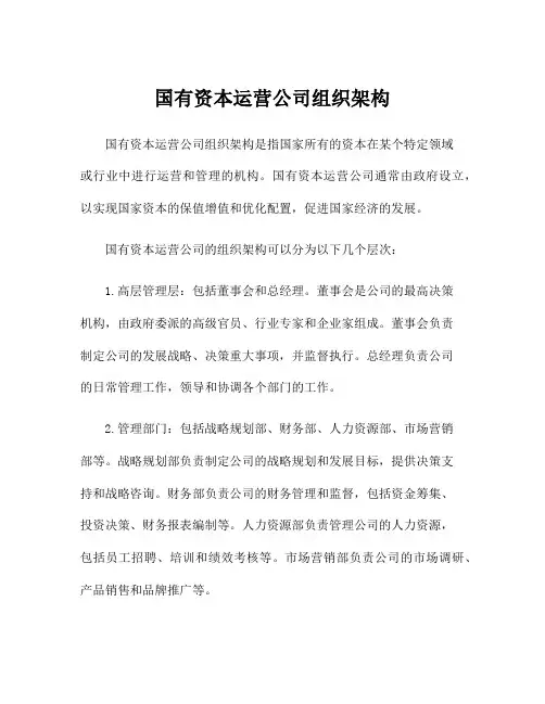 国有资本运营公司组织架构
