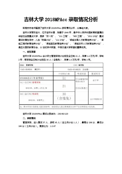 吉林大学2018MPAcc录取情况分析