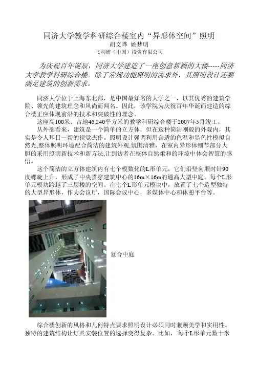 同济大学教学科研综合楼室内“异形体空间”照明