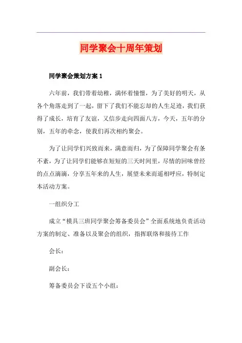 同学聚会十周年策划