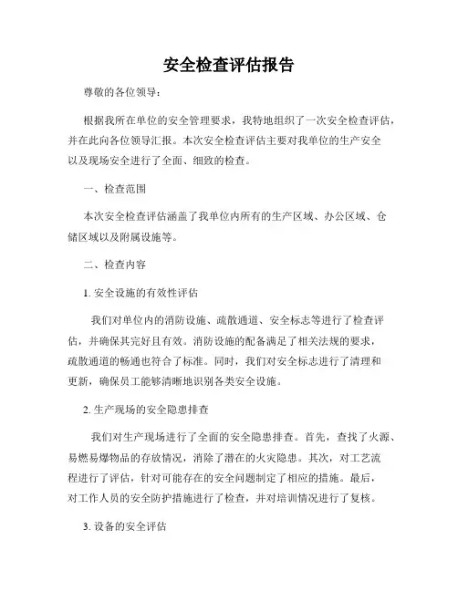 安全检查评估报告