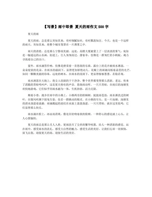 【写景】雨中即景 夏天的雨作文500字