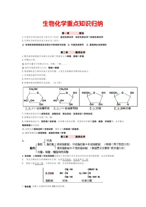 生物化学重点知识归纳