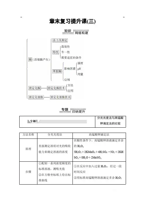 2019-2020学年高中生物新同步沪科版选修1学案：第3章 章末复习提升课(三) 