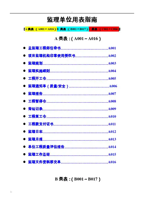 建设工程监理单位全套用表_四川建龙软件表格