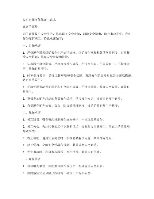 煤矿自保互保保证书范本