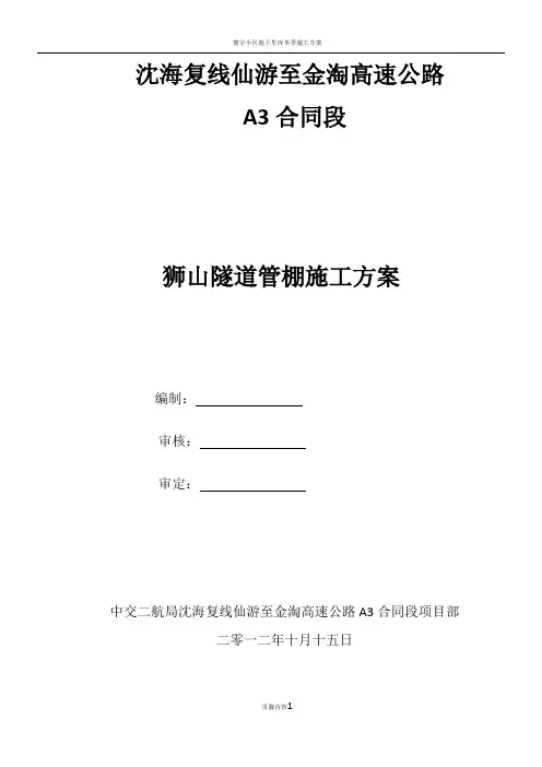 狮山隧道管棚施工方案