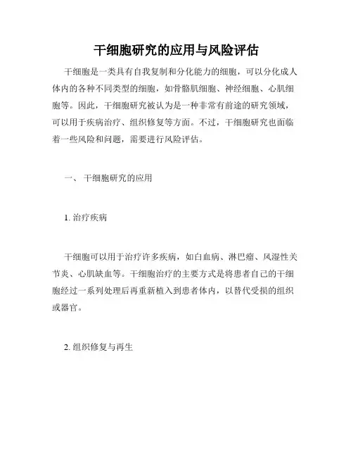干细胞研究的应用与风险评估