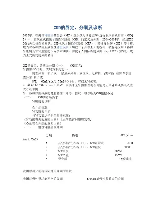CKD的界定,分期及诊断
