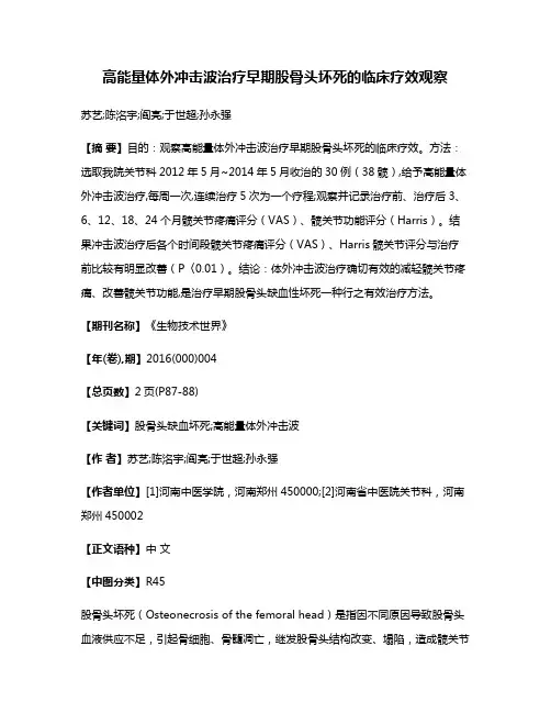 高能量体外冲击波治疗早期股骨头坏死的临床疗效观察