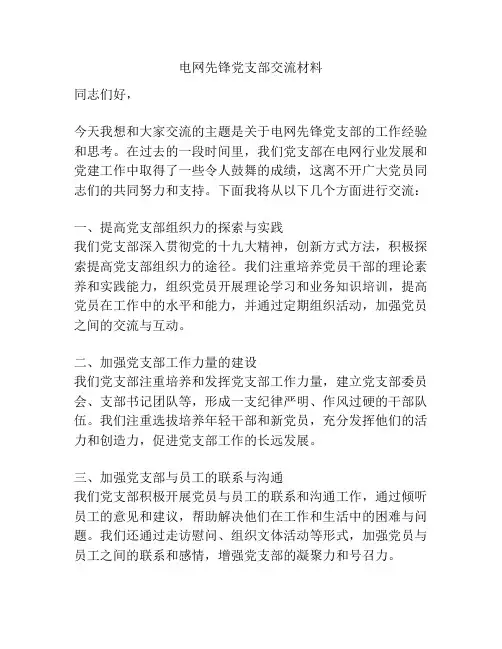 电网先锋党支部交流材料
