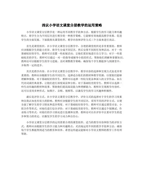 浅议小学语文课堂分层教学的运用策略