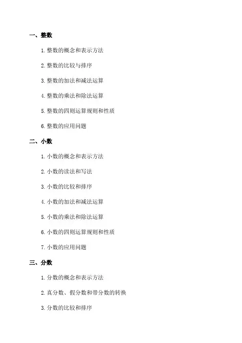 小学五年级数学重要知识点归纳