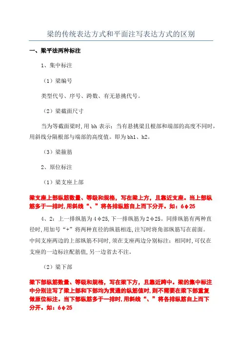 梁的传统表达方式和平面注写表达方式的区别