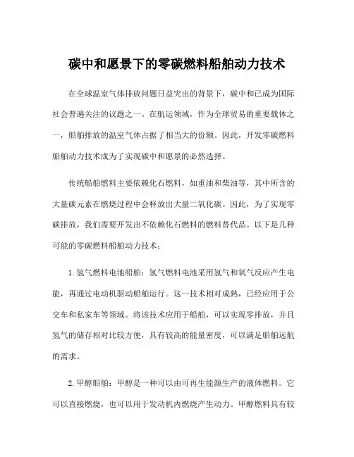 碳中和愿景下的零碳燃料船舶动力技术