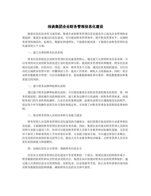 浅谈集团企业财务管理信息化建设