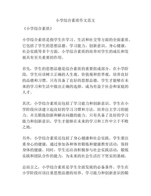 小学综合素质作文范文