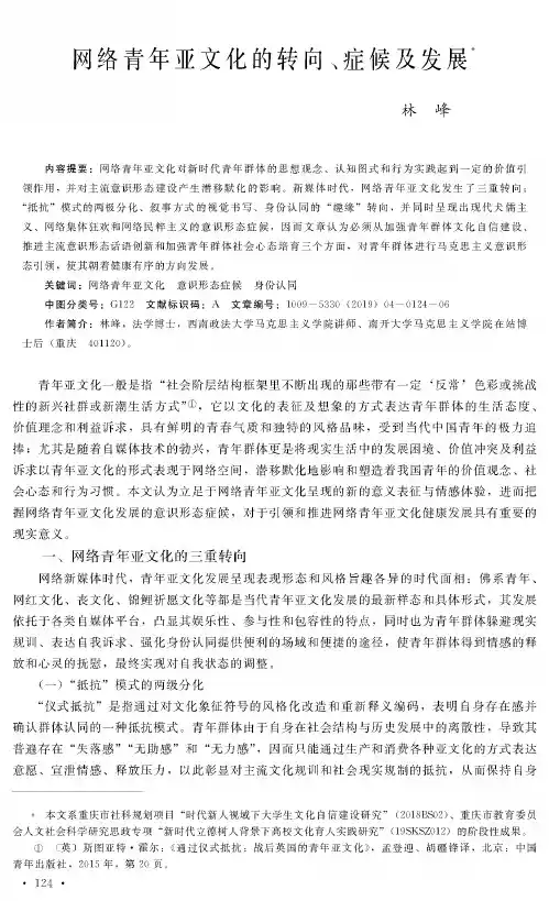 网络青年亚文化的转向、症候及发展