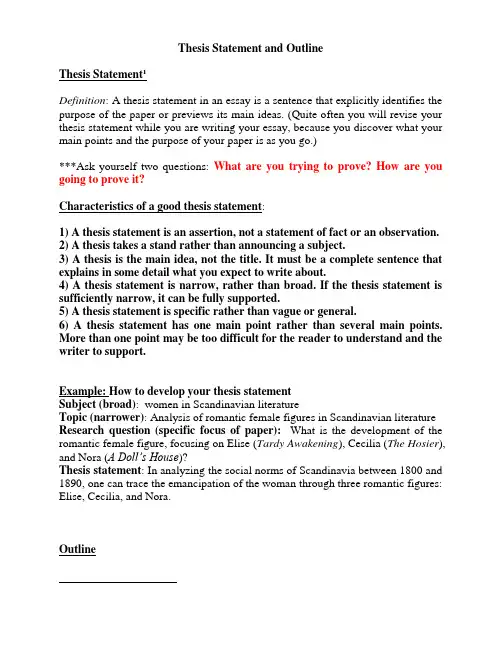 Thesis Statement and Outline