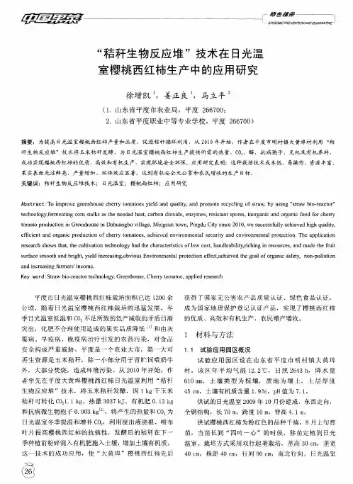 “秸秆生物反应堆”技术在日光温室樱桃西红柿生产中的应用研究