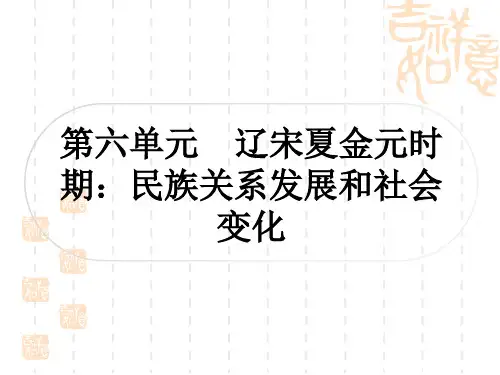 中考历史作业本 中国古代史 第六单元 辽宋夏金元时期：民族关系发展和社会变化