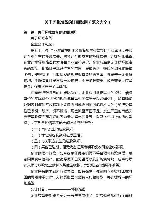 关于坏帐准备的详细说明(范文大全)