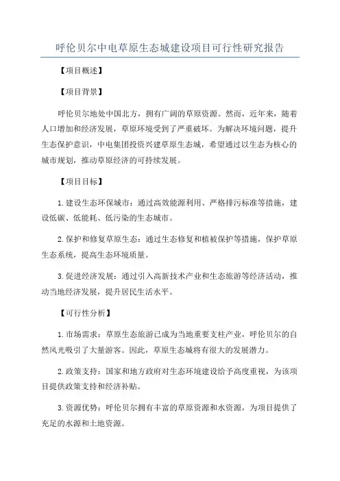 呼伦贝尔中电草原生态城建设项目可行性研究报告