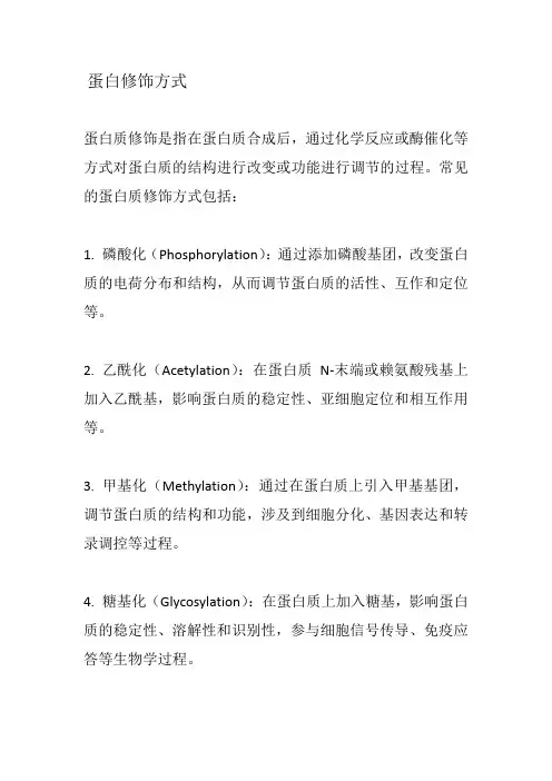 蛋白修饰方式