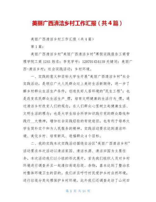 美丽广西清洁乡村工作汇报(共4篇)