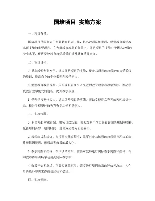 国培项目 实施方案