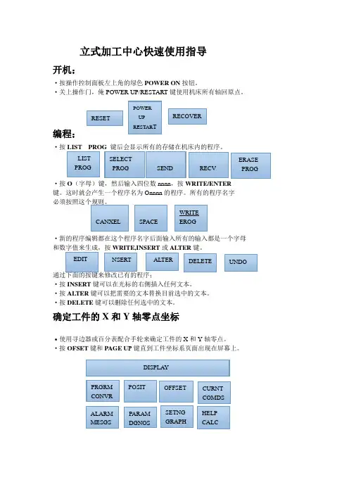 立式加工中心快速使用指导