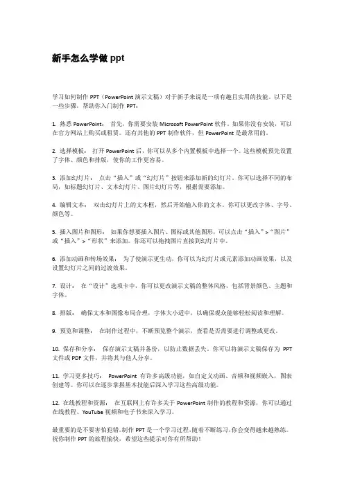 新手怎么学做ppt