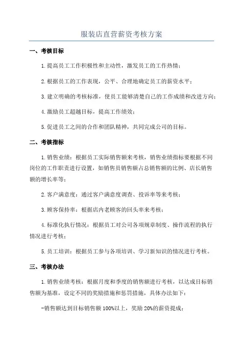 服装店直营薪资考核方案