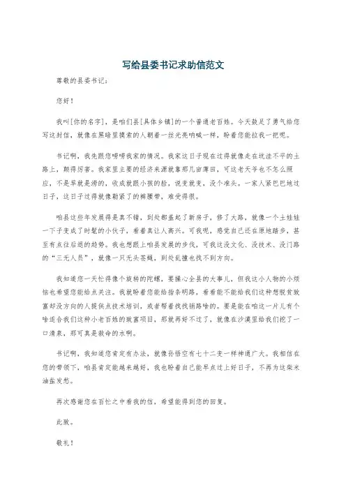 写给县委书记求助信范文