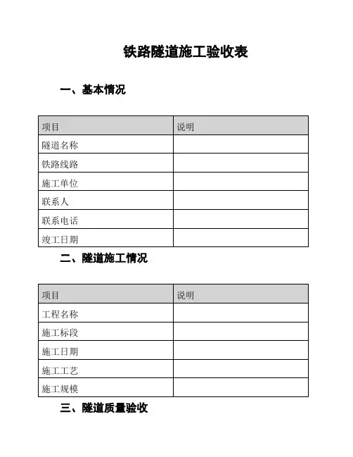 铁路隧道施工验收表