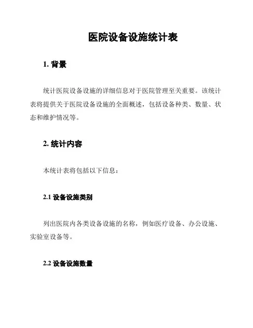 医院设备设施统计表