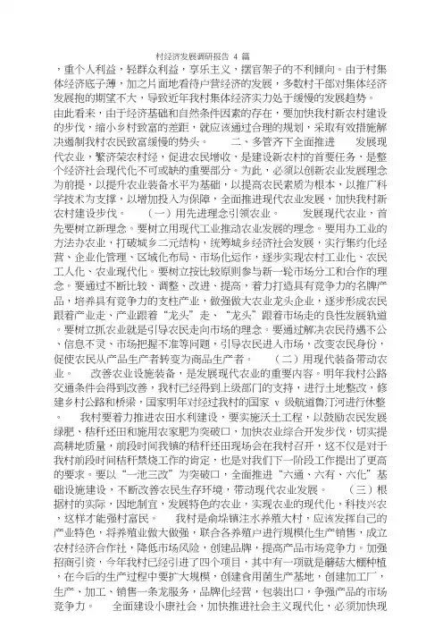 村经济发展调研报告4篇
