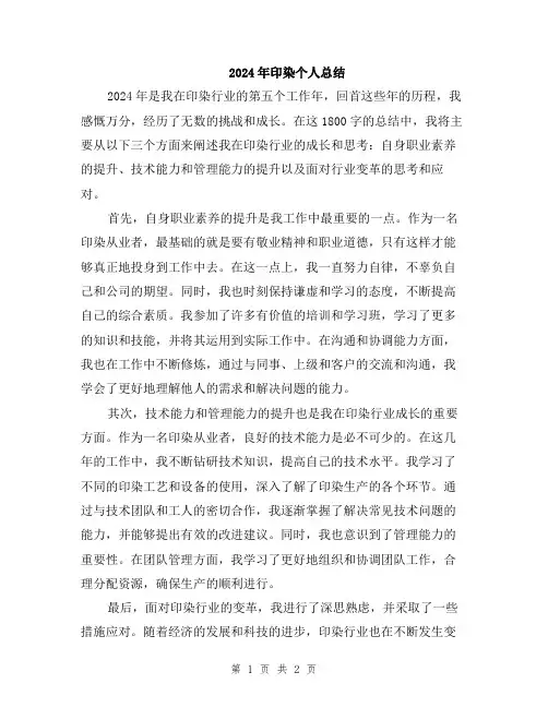 2024年印染个人总结