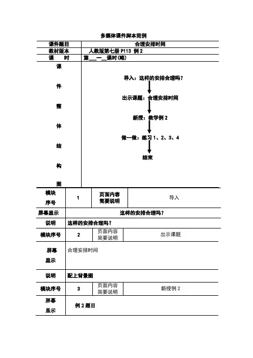 多媒体课件脚本范例