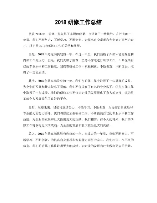 2018研修工作总结