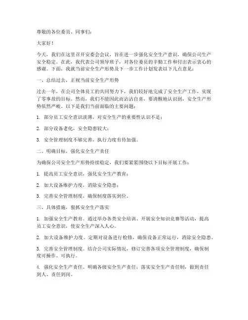 安委会领导发言稿模板范文