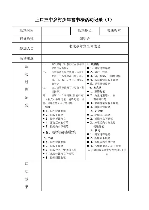 书法少年宫活动记录