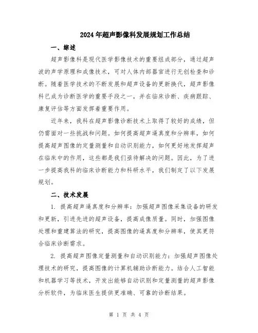 2024年超声影像科发展规划工作总结