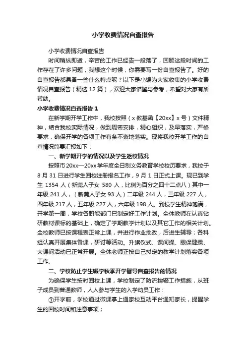 小学收费情况自查报告（精选12篇）
